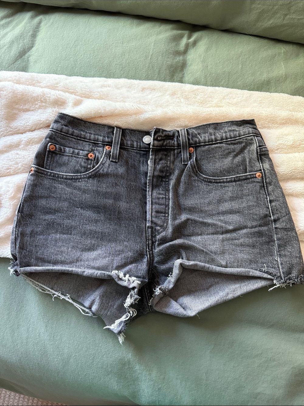 Levi's Washed Black Cutoff Denim Shorts